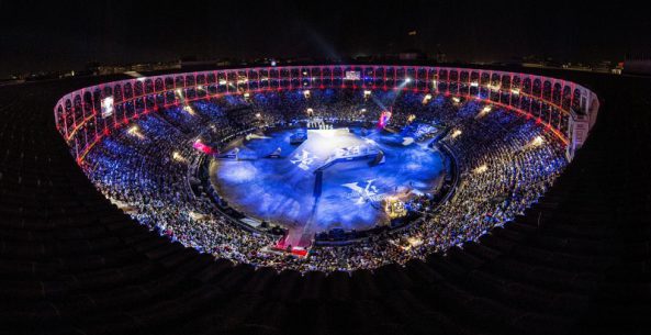 The Las Ventas bull ring seen during the finals of the Red Bull X-Fighters in Madrid, Spain on June 24, 2016 // Jose Luis Carrascosa/Red Bull Content Pool // P-20160625-00527 // Usage for editorial use only // Please go to www.redbullcontentpool.com for further information. //